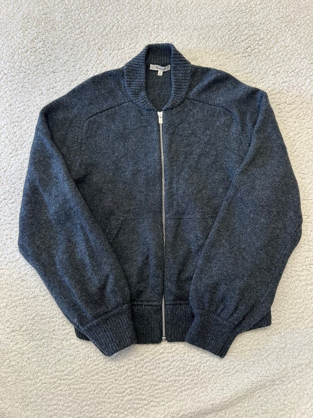 Madewell Womens Wool Blend Knit Bomber Jacket Large
